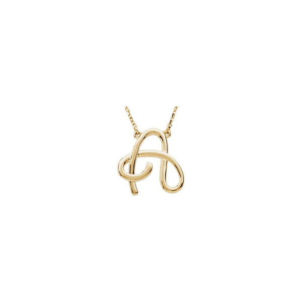16" Script Initial 'A' Yellow Gold Necklace