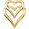 Double Heart Pendant Slide, 14k Yellow Gold