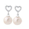 Lush Pearl with Heart CZ Earrings, Rhodium Plated Sterling Silver