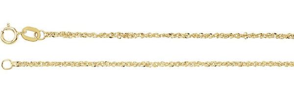 1.25mm 14k Yellow Gold Sparkle Singapore Chain, 18"