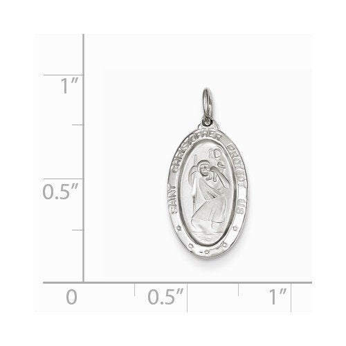 Rhodium-Plated Sterling Silver St. Christopher Medal (20X10MM)
