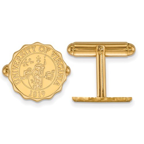 Gold-Plated Sterling Silver University Of Virginia Crest Round Cuff Links, 15MM