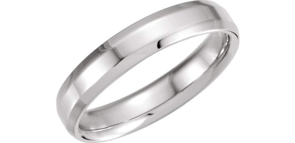 Beveled Edge 4mm Comfort Fit 14k White Gold Band