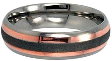 Rose Gold, Sandblasted Titanium 6mm Comfort Fit Band, Size 11