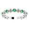 Genuine Emerald Beaded Ring , Rhodium-Plated 14k White Gold