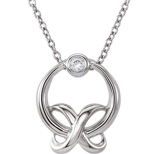 The Men's Jewelry Store (for HER) Diamond 'XO' Sterling Silver Pendant Necklace,18" (.03 Cttw)