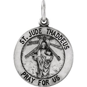 Sterling Silver Round St. Jude Thaddeus Medal (18.5MM)