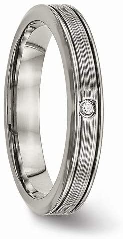 Titanium Gypsy-Set CZ 3.75mm Ribbed Comfort-Fit Band Size 11