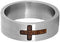 Koa Wood Cross Design 8mm Brushed Titanium Comfort-Fit Wedding Ring, Size 8