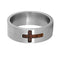 Koa Wood Cross Design 8mm Brushed Titanium Comfort-Fit Wedding Ring