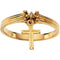 Dangling Cross Ring 14k Yellow Gold, Size 4.25