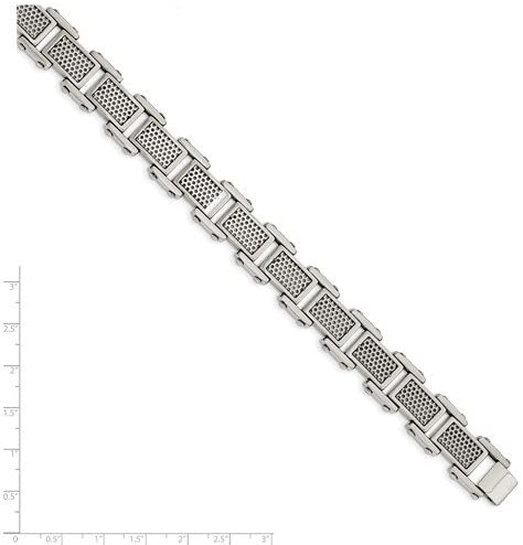 Men's Polished and Brushed Stainless Steel Bracelet, 8.5 Inches