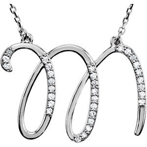 Diamond Initial 'M' Sterling Silver Pendant Necklace, 16.00" (.16 Cttw, GH Color, I1 Clarity)