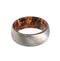 Sindora Wood Inner Sleeve 6mm Comfort Fit Deep Frosted Titanium Ring