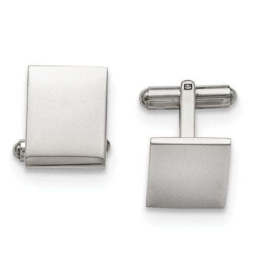 Stainless Steel Engravable Polished Rectangle Cuff Links,14X17MM