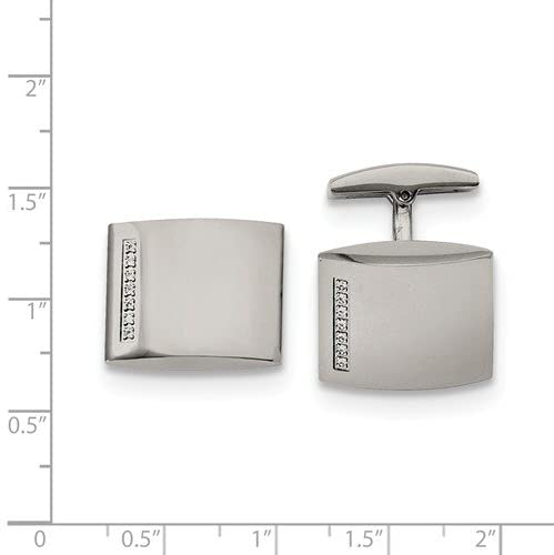 Stainless Steel CZ Square Cuff Links, 15X20MM