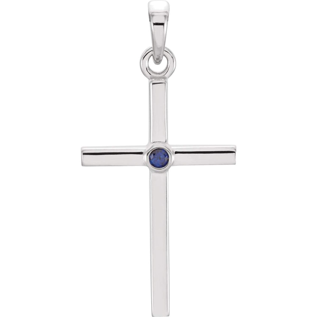 Platinum Blue Sapphire Inset Cross Pendant (22.65x11.4MM)