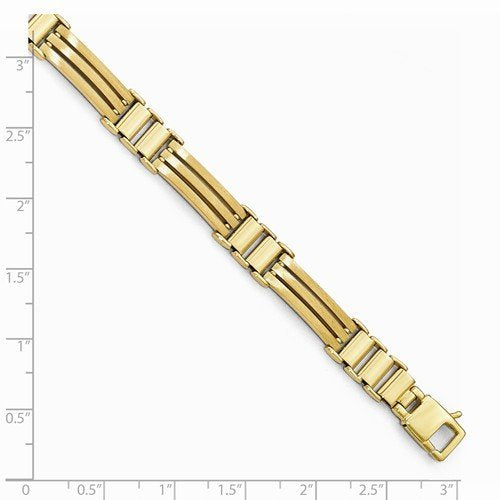 Men's Polished and Brushed 14k Yellow Gold Hollow Link Bracelet, 8.25"