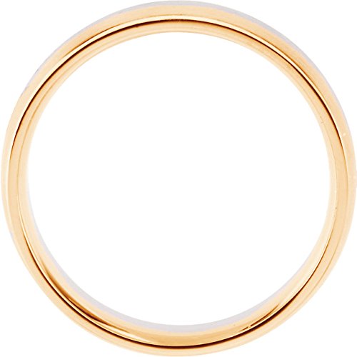 Rhodium-Plated 14k White and Rose Gold Satin-Brushed 6mm Comfort-Fit Two-Tone Band