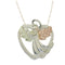 Angel Heart Pendant Necklace, Sterling Silver, 12k Green and Rose Gold Black Hills Gold Motif, 18''