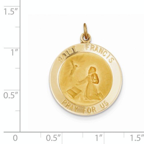 14k Yellow Gold St. Francis Medal Pendant (30X23MM)