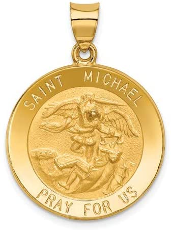 14k Yellow Gold Saint Michael Medal Pendant (32X22 MM)