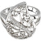 Rhodium Plate Sterling Silver Filigree Tear Drop CZ Memory Ring