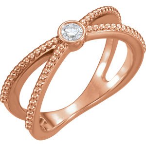 Bezel-Set Diamond Beaded Ring, 14k Rose Gold (.125 Ctw, G-H Color, I1 Clarity), Size 6
