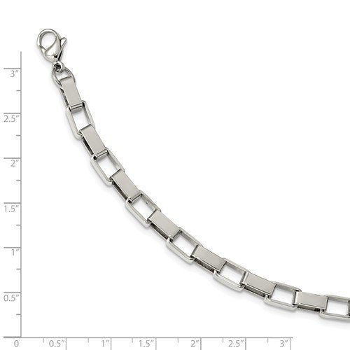 Men's Polished Stainless Steel 6mm Link Bracelet, 8"