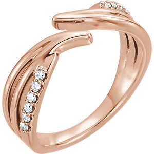Diamond Bypass Ring, 14k Rose Gold, Size 7 (.125 Ctw, G-H Color, I1 Clarity)
