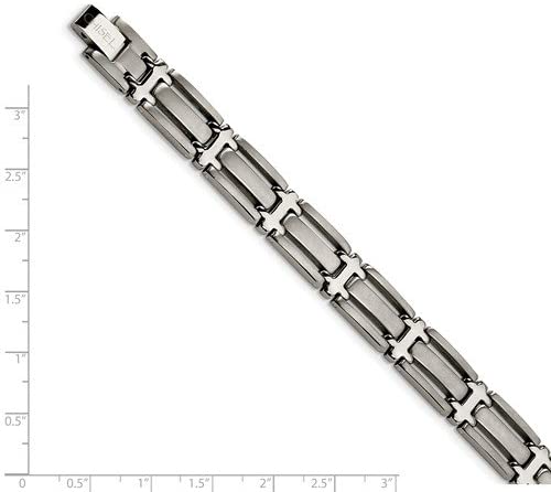 Men's Brushed and Polished Titanium 10mm Link Bracelet, 8.75 Inches