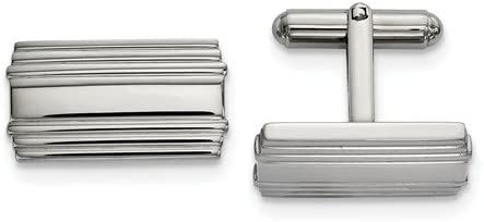 Stainless Steel Striped Texture Cuff Links, 19.13x17.4MM