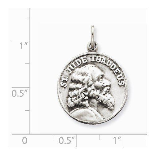 Sterling Silver Saint Jude Thaddeus Medal (26X20MM)