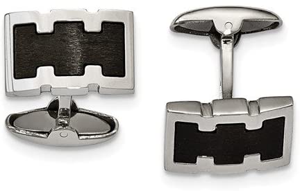 Stainless Steel Satin-Brushed Black IP Rectangle Cuff Links