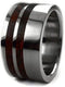 Men's Titanium Amboyna Burl Wood 10mm Comfort-Fit Band, Interchangeable, Handmade, Size 9.25