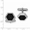 Rhodium-Plated Sterling Silver, Black Carbon Fiber Hexagon Cuff Links