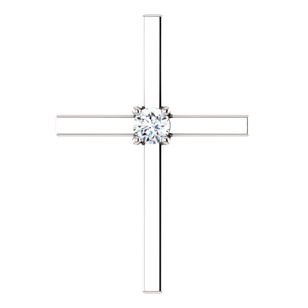 Diamond Christian Cross Rhodium-Plated 14k White Gold Pendant (.15 Ct, G-H Color, I1 Clarity)