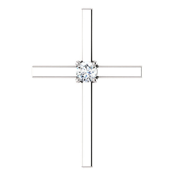 Diamond Christian Cross Rhodium-Plated 14k White Gold Pendant (.15 Ct, G-H Color, I1 Clarity)