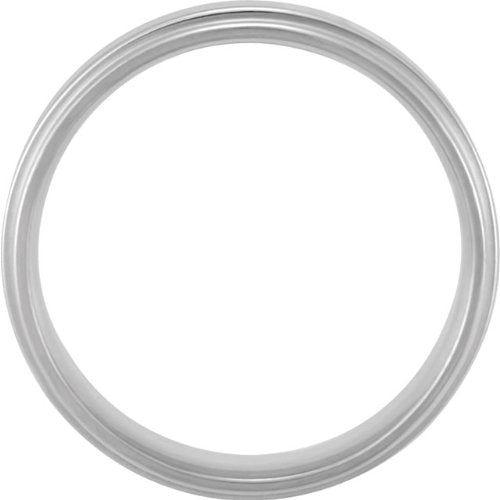 Grooved Flat Edge Comfort Fit 14k White Gold Band 7.5mm, Size 9.5