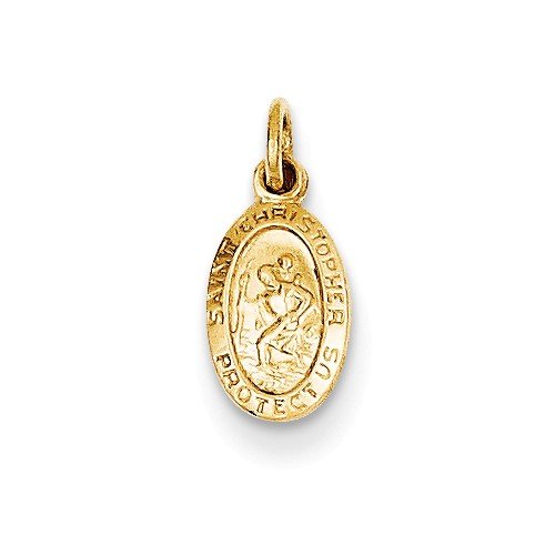 14k Yellow Gold Saint Christopher Medal Charm Pendant (14X16 MM)