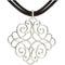 Diamond Filigree Scroll Pendant in Sterling Silver with Black Cord, 16-18" (1/10 Cttw)