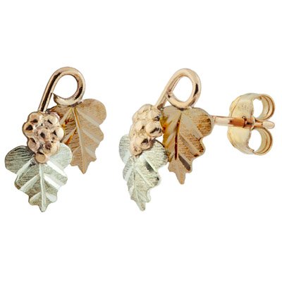 Grape Cluster Earrings, 10k Yellow Gold, 12k Green Gold, 12k Rose Gold Black Hills Gold