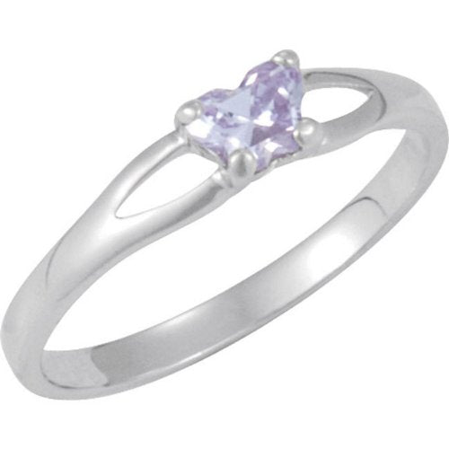 14k White Gold July CZ Birthstone Ring, Size 3