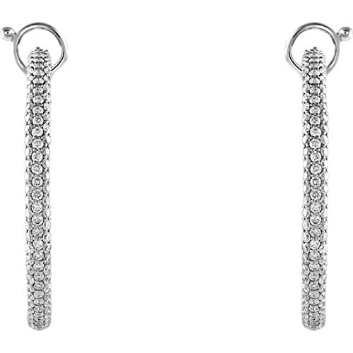 Diamond Inside-Outside Hoop Earrings, 14K White Gold (2 Ctw, Color H-I, Clarity I1 )