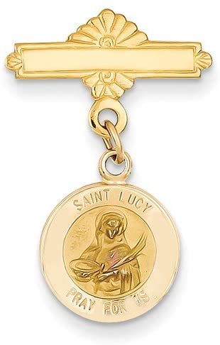 14k Yellow Gold St. Lucy Medal Pin (25X17MM)