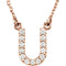 14k Rose Gold Diamond Initial 'U' 1/8 Cttw Necklace, 16" (GH Color, I1 Clarity)