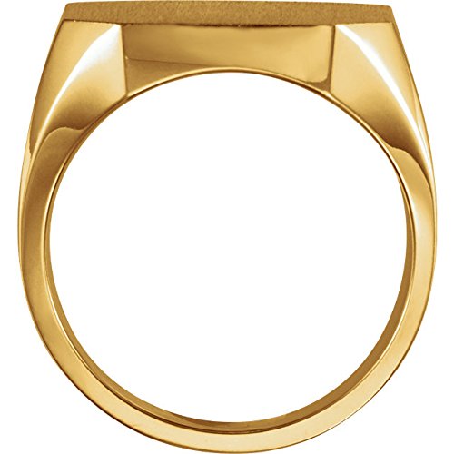 Men's Satin Brushed Signet Ring, 10k Yellow Gold, Size 8.5 (22x20MM)