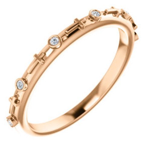 Petite Diamond Cross Ring, 14k Rose Gold (.03 CTW, Color G-H, Clarity I1)