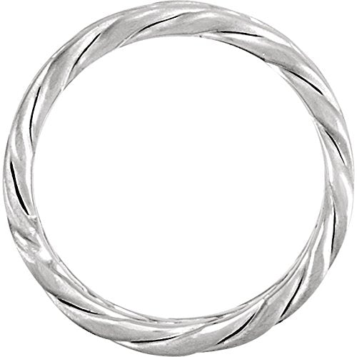 Hand-Braided 6.5mm Comfort Fit 14k White Gold Band, Size 8