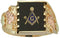 Men's Black Hills Gold Free Mason's Onyx Ring, 10k Yellow Gold, 12k Rose Gold, 12k Green Gold, Size 10